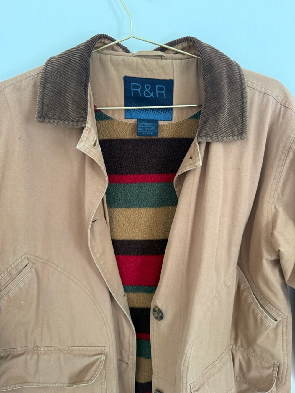 Vintage fleece lined jacket with contrasting collar - Picture 9 of 12